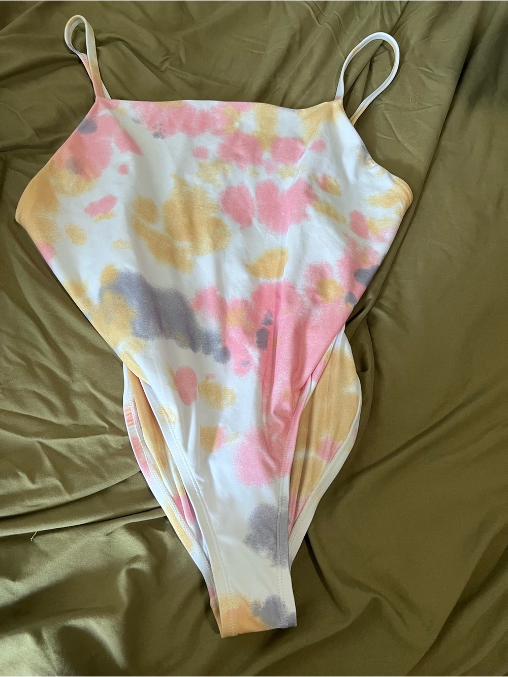 Volcom Tie-Dye One-Piece Swimsuit - Pink, Yellow & Gray